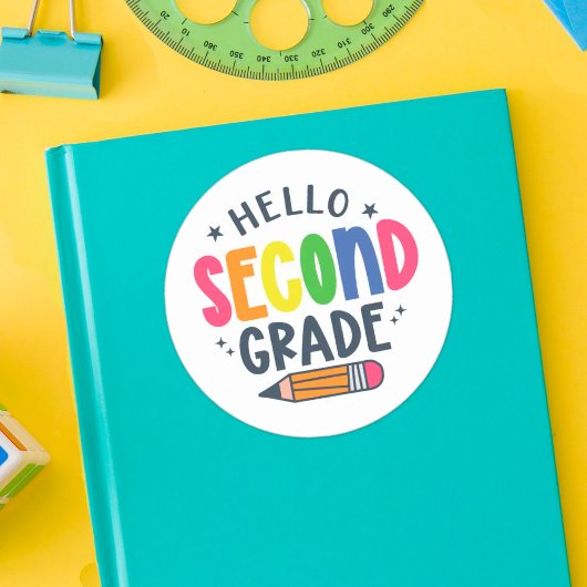 Hallo zweite Klasse zurück zur Schule Runder Aufkleber