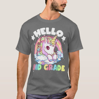 Hallo Zweite Stufe Einhorn Niedliche Kindermädchen T-Shirt