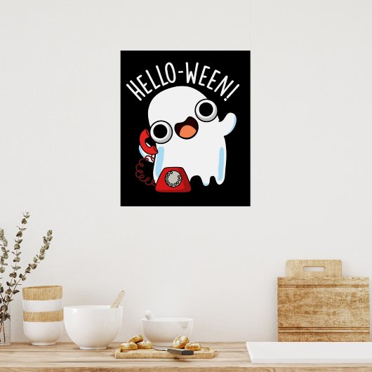 Hallo zwischen Funny Ghost Pun Dark BG Poster (Küche)