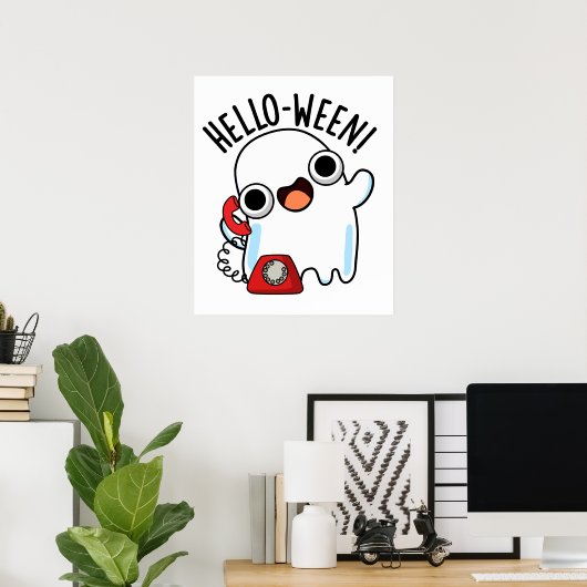 Hallo zwischen Funny Ghost Pun Poster (Heimbüro)