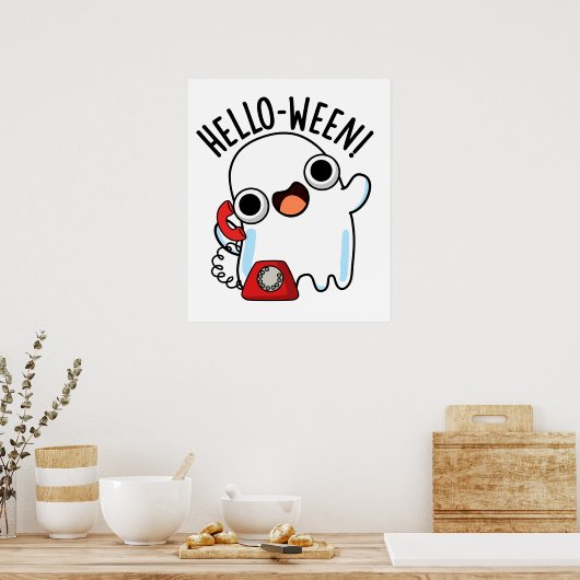 Hallo zwischen Funny Ghost Pun Poster (Küche)