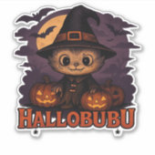 Hallobubu Halloween Niedlich & Spooky Witch Cat T- Aufkleber (Vorderseite)
