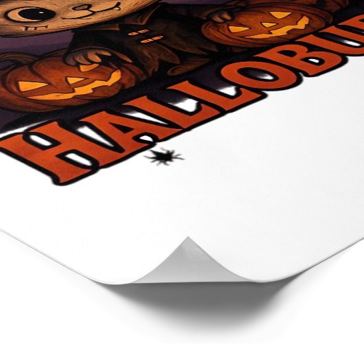 Hallobubu Halloween Niedlich & Spooky Witch Cat T- Poster (Ecke)