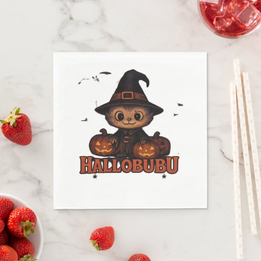 Hallobubu Halloween Niedlich & Spooky Witch Cat T- Serviette (Beispiel)