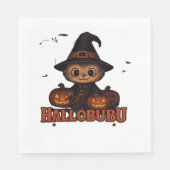 Hallobubu Halloween Niedlich & Spooky Witch Cat T- Serviette (Vorderseite)