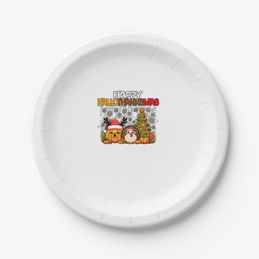 HalloDankeMas Funny Niedlich Halloween Erntedank C Pappteller (Vorderseite)