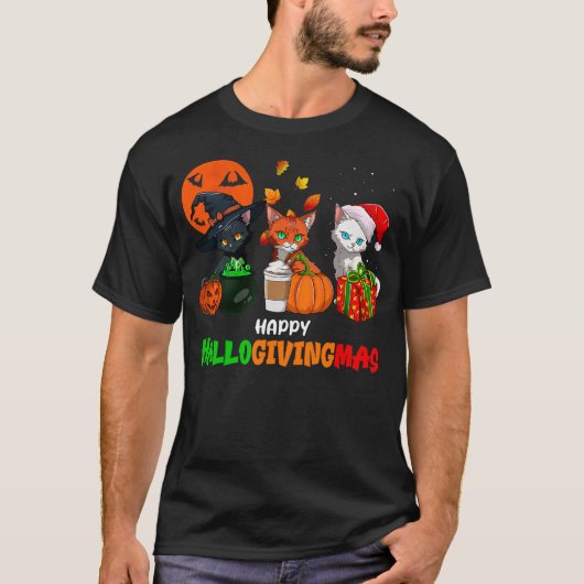 HalloGivingMas Cats Halloween, Thanksgiving, Chris T-Shirt (Vorderseite)