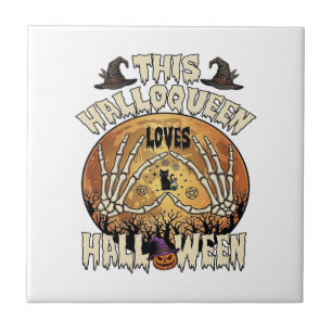 Halloqueen Liebt Halloween Skeletthände Schwarze K Fliese