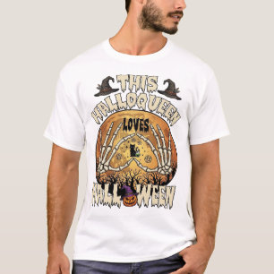Halloqueen Liebt Halloween Skeletthände Schwarze K T-Shirt