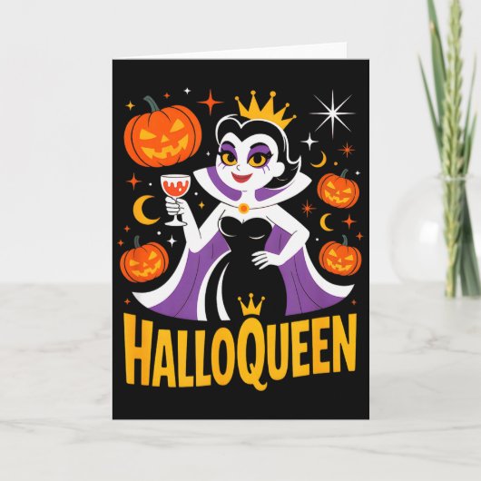 Halloqueen Retro Vamre Queen Halloween Pumpkins Ba Karte (Vorderseite)