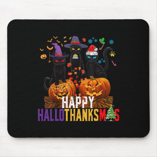 Hallothanksmas Black Cat Halloween Erntedank Ch Mousepad (Vorne)
