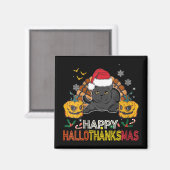 Hallothanksmas Black Cat Halloween Magnet (Vorderseite/Rückseite)