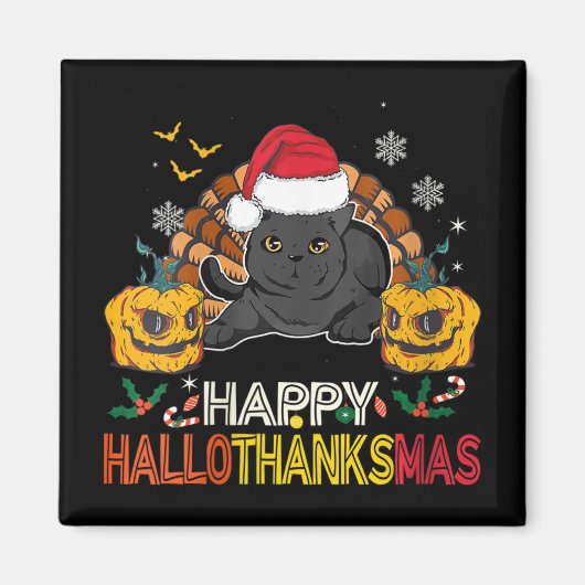 Hallothanksmas Black Cat Halloween Magnet (Vorne)