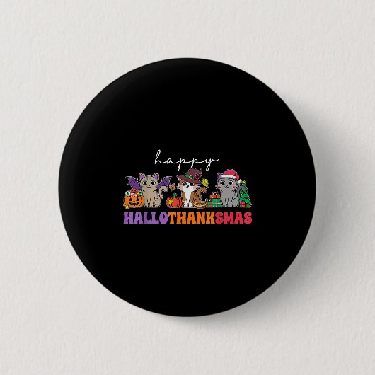 Hallothanksmas Cats _ Uni-adults, Uni-kids, Black, Button (Vorderseite)