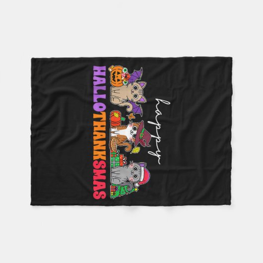 Hallothanksmas Cats _ Uni-adults, Uni-kids, Black, Fleecedecke (Vorderseite (Horizontal))