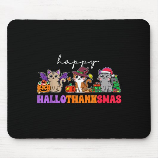 Hallothanksmas Cats _ Uni-adults, Uni-kids, Black, Mousepad (Vorne)