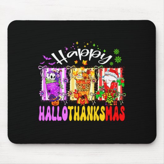 Hallothanksmas Coffee Latte Halloween Thanksgiving Mousepad (Vorne)