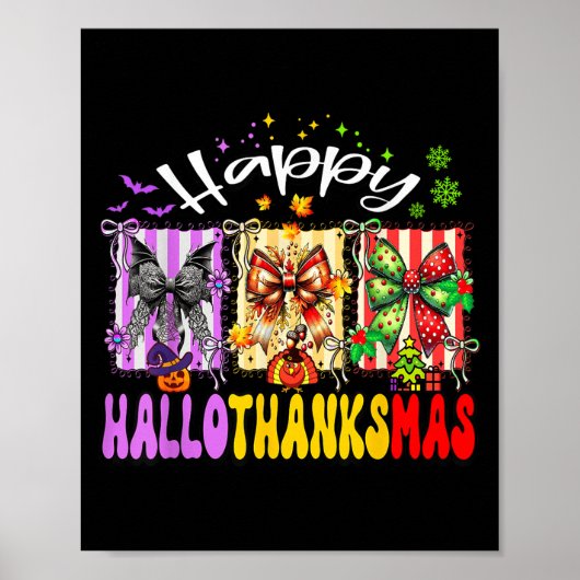 Hallothanksmas Coquette Bow Halloween Erntedank Poster (Vorne)