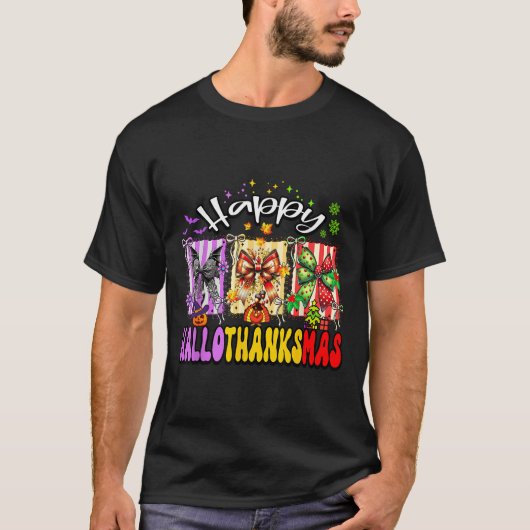 Hallothanksmas Coquette Bow Halloween Erntedank T-Shirt (Vorderseite)