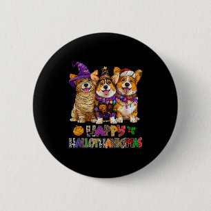 Hallothanksmas Corgi-Hunde Halloween Weihnachten P Button
