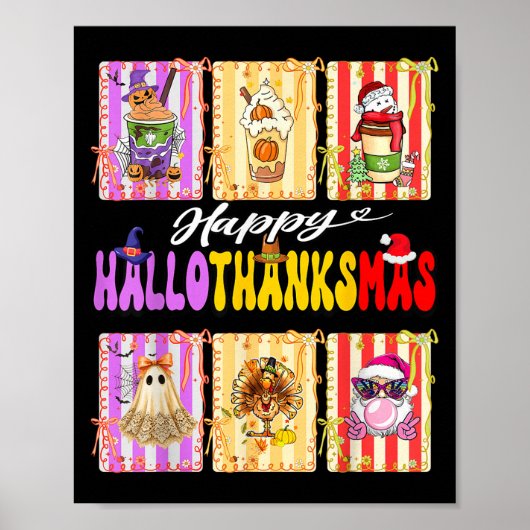 Hallothanksmas Cute Turkey Santa Halloween Thanksg Poster (Vorne)