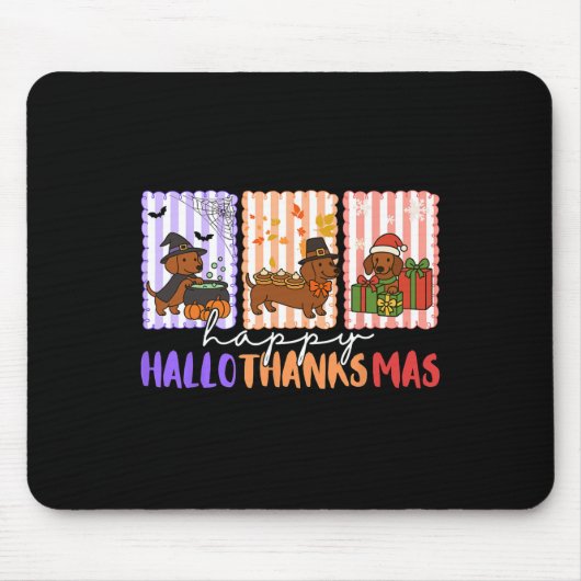 Hallothanksmas Dackel Halloween Erntedank Ch Mousepad (Vorne)