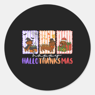 Hallothanksmas Dackel Halloween Erntedank Ch Runder Aufkleber