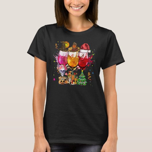 Hallothanksmas Drinking Team Fall Gefallen Trinken T-Shirt (Vorderseite)