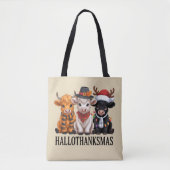 Hallothanksmas Fall Kuh Spooky Season Bauer Xmas Tasche (Vorderseite)