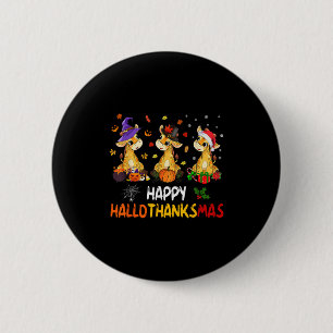 Hallothanksmas Giraffe Halloween Erntedankfest Wei Button