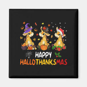 Hallothanksmas Giraffe Halloween Erntedankfest Wei Magnet