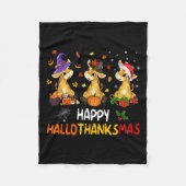 Hallothanksmas Giraffe Halloween Thanksgiving Chri Fleecedecke (Vorderseite)