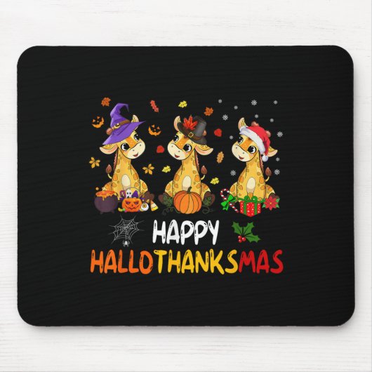 Hallothanksmas Giraffe Halloween Thanksgiving Chri Mousepad (Vorne)