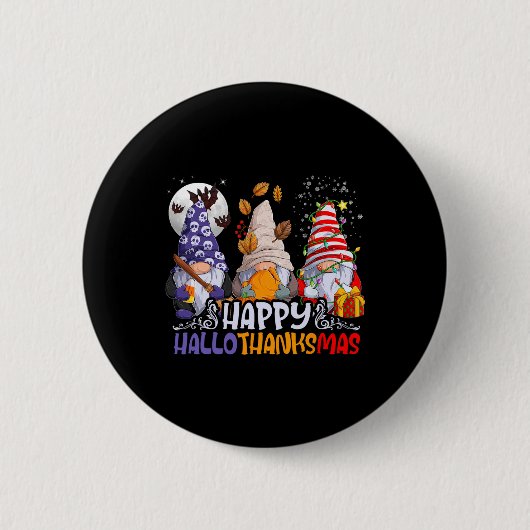 Hallothanksmas Gnomes Halloween Erntedank Chris Button (Vorderseite)