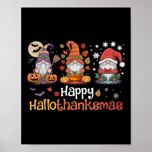 Hallothanksmas Gnomes Halloween Erntedank Chris Poster (Vorne)