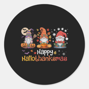 Hallothanksmas Gnomes Halloween Erntedank Chris Runder Aufkleber