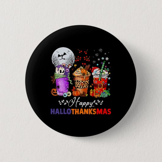 Hallothanksmas Gnomes Halloween Erntedank Merry Button (Vorderseite)