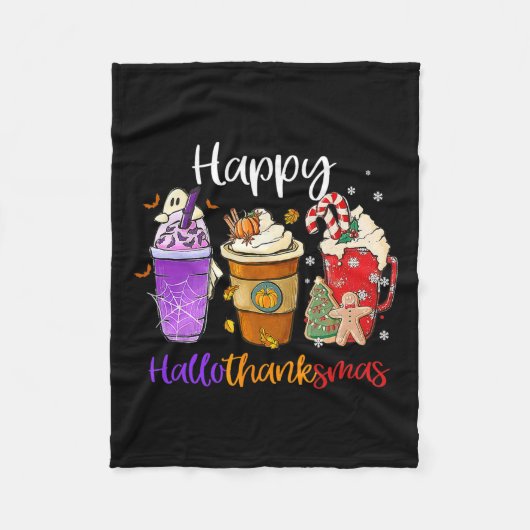 Hallothanksmas Gnomes Halloween Erntedank Merry Fleecedecke (Vorderseite)