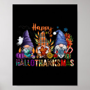 Hallothanksmas Gnomes Halloween Erntedank Merry Poster