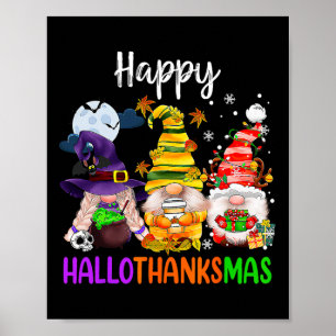 Hallothanksmas Gnomes Halloween Erntedank Merry Poster