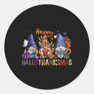 Hallothanksmas Gnomes Halloween Erntedank Merry Runder Aufkleber