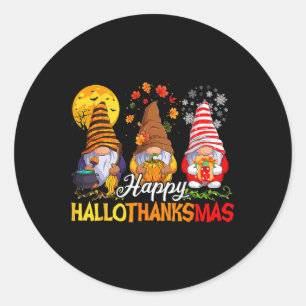 Hallothanksmas Gnomes Halloween Erntedank Merry Runder Aufkleber