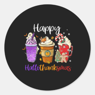 Hallothanksmas Gnomes Halloween Erntedank Merry Runder Aufkleber