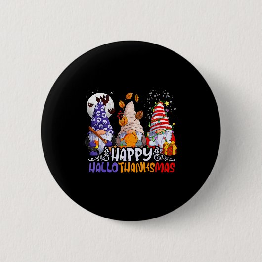 Hallothanksmas Gnomes Halloween Thanksgiving Chris Button (Vorderseite)