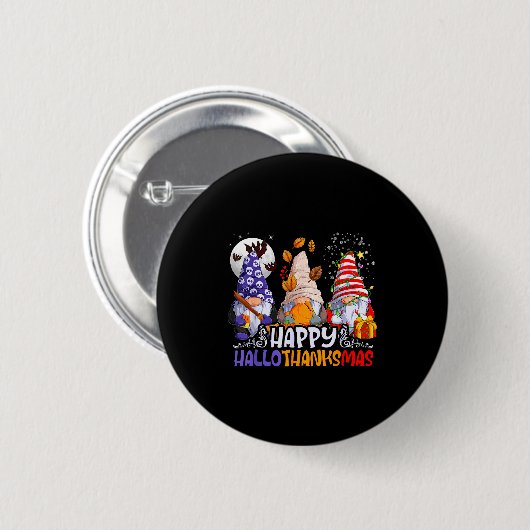 Hallothanksmas Gnomes Halloween Thanksgiving Chris Button (Vorne & Hinten)