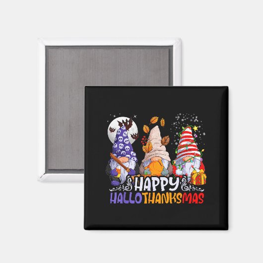 Hallothanksmas Gnomes Halloween Thanksgiving Chris Magnet (Vorderseite/Rückseite)