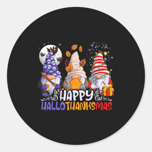 Hallothanksmas Gnomes Halloween Thanksgiving Chris Runder Aufkleber (Vorderseite)