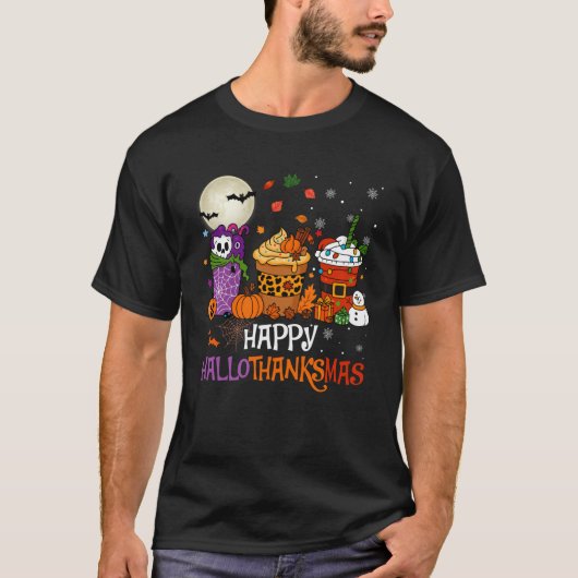 Hallothanksmas Halloween Thanksgiving Christmas Co T-Shirt (Vorderseite)