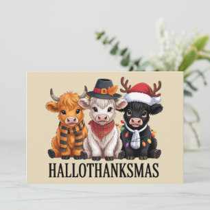 Hallothanksmas Herbst Kuh Gruselige Saison Farmer  Feiertagskarte