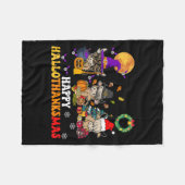 Hallothanksmas Highland Cow Halloween Christmas Th Fleecedecke (Vorderseite (Horizontal))